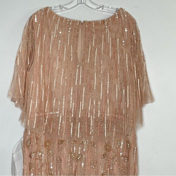 Mac Duggal 9064 Size 14 Embellished V-neck Wrap Top Cape Trumpet Gown, Blush - Picture 6 of 10